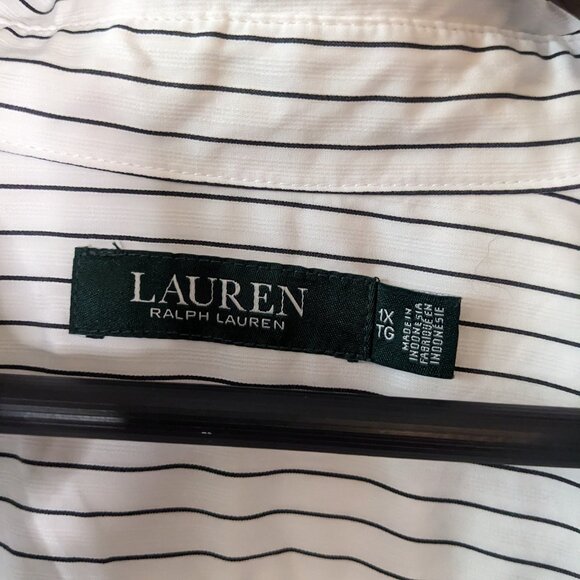 Lauren Ralph Lauren Black/White Striped Women's Long Sleeve Shirt Size XLarge - Picture 3 of 11